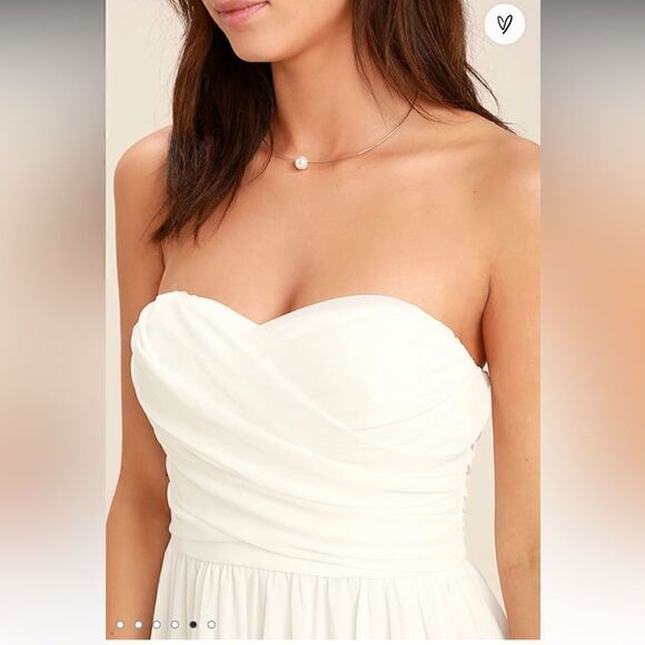 Lulu’s Love and Be Loved Ivory Strapless Maxi Dress Sz M - Picture 4 of 16